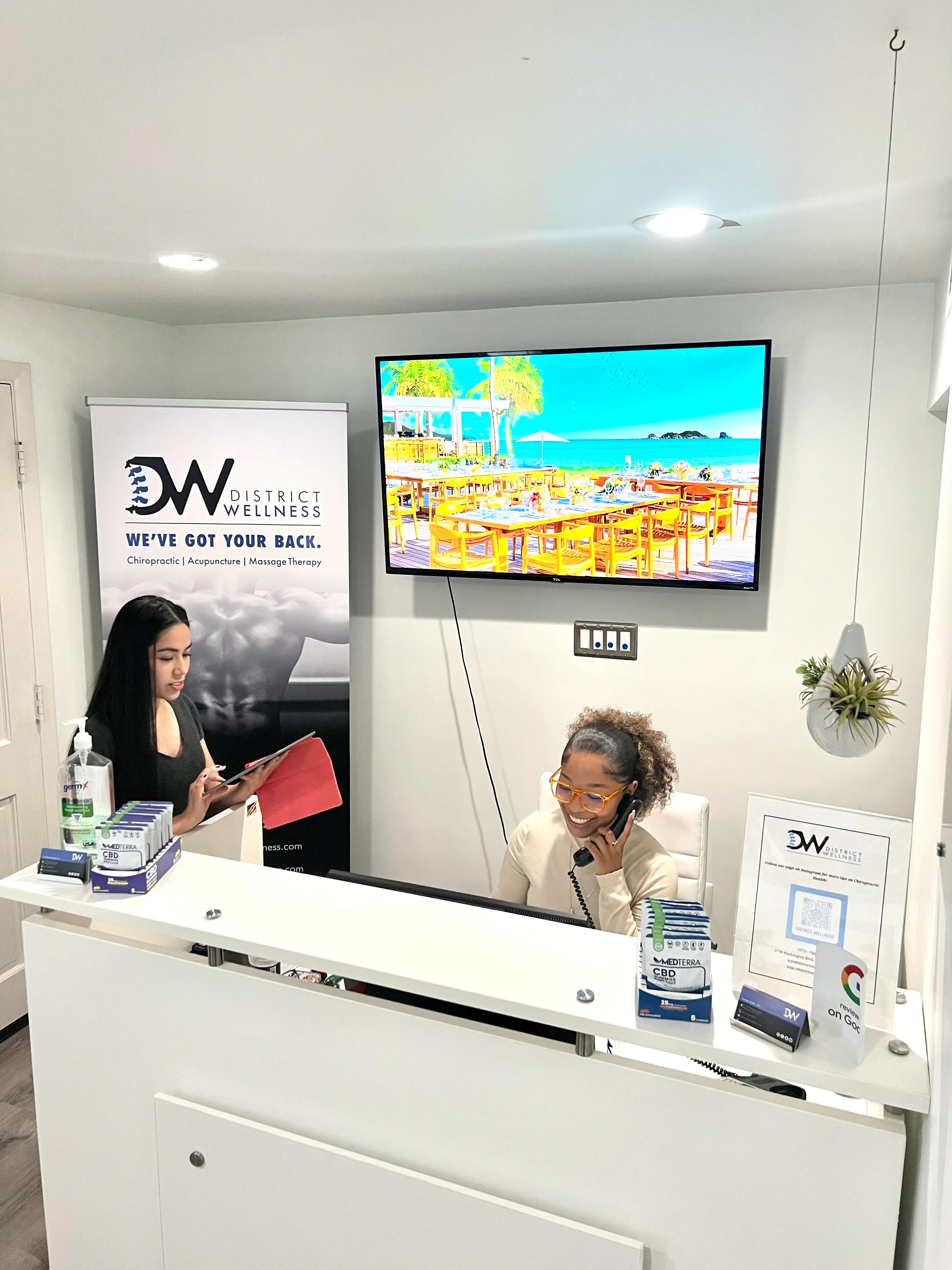 Welcoming front desk and reception area